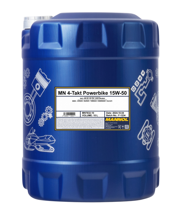 MANNOL moottoripyöräöljy 4-Takt Powerbike 15W-50, 10 l