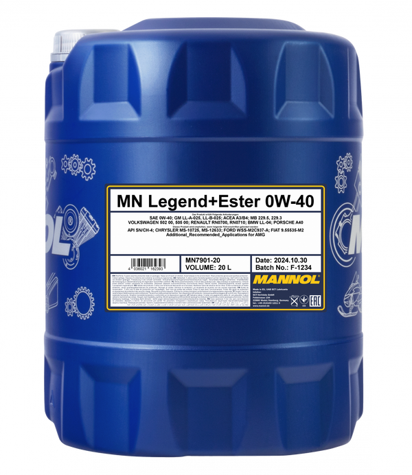 MANNOL moottoriöljy Legend+Ester 0W-40 20 L